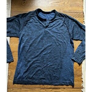 Men’s Lululemon Henley metal vent tech Long sleeve Navy Blue sz L